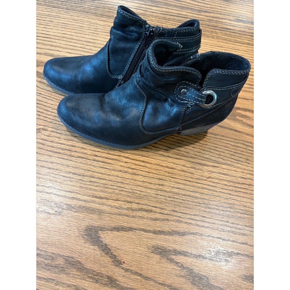 Earth Origins Oakland Adele Black Ankle Boots Ruched Side Zip Booties Size 9M